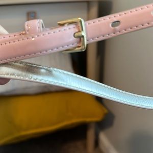 Light pink with gold buckle, 44”l and 1/2”w